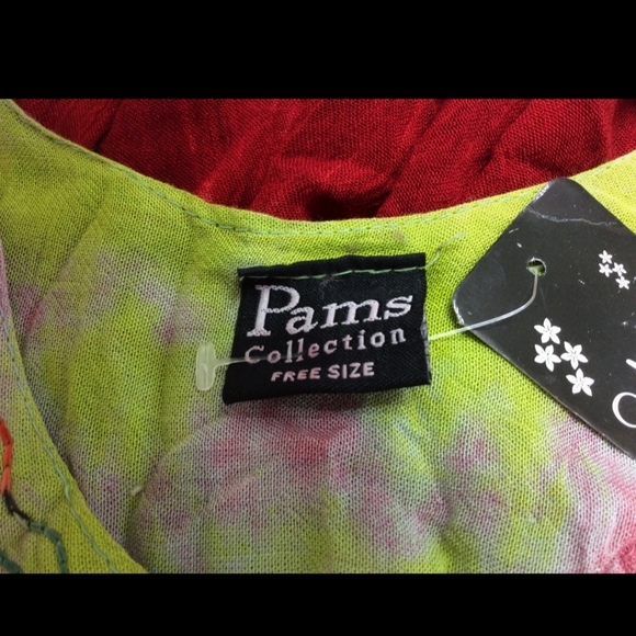 NWT Pams Collection sz freesize Red & Lime Green Tie Dyed Beach Cover-up - Picture 4 of 4
